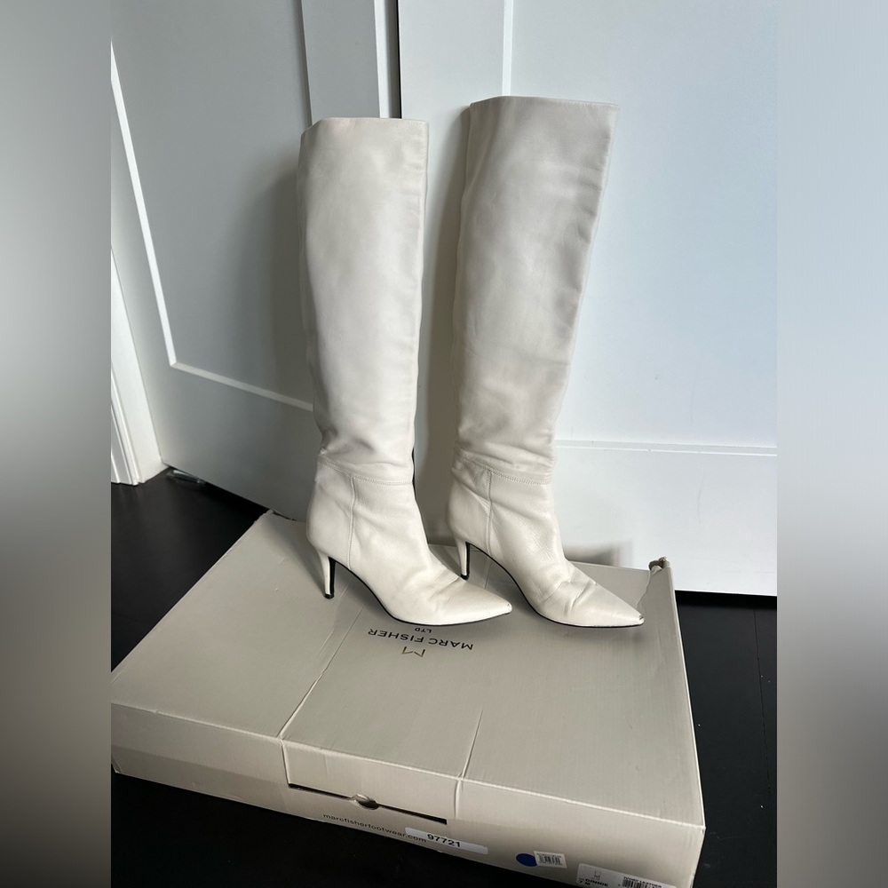 Marc Fisher Ginnie Boot Ivory Leather Size 7